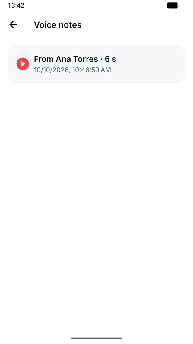 Voice notes list